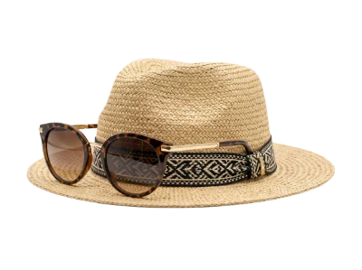 Straw Hat With Sunglasses