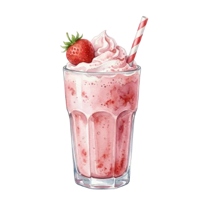 Strawberry Watercolor Milkshake