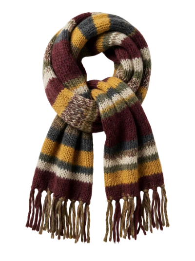 Striped Knitted Winter Scarf