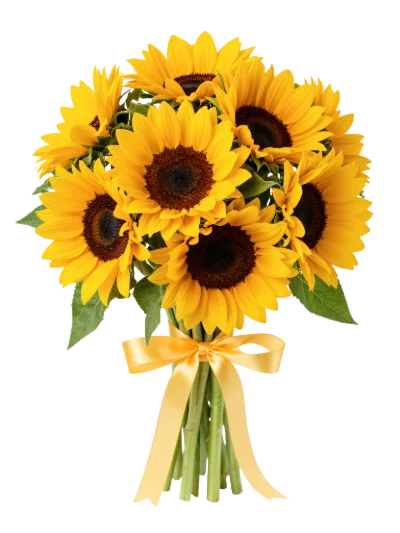 Sunflower Bouquet With Ribbon