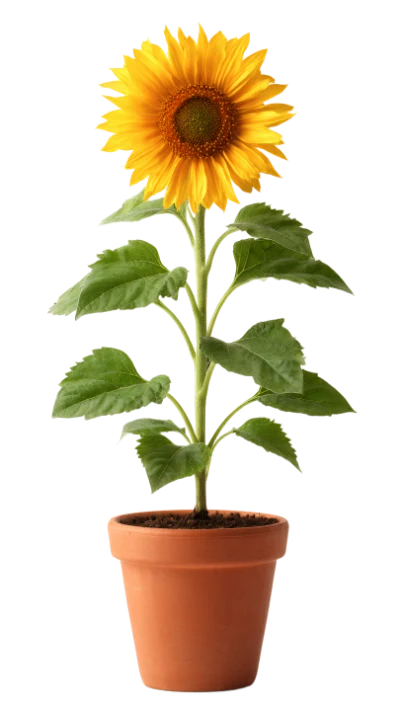 Sunflower In Clay Pot