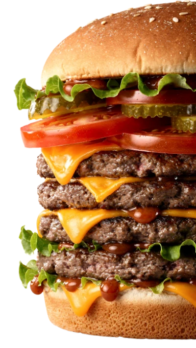 Triple Cheeseburger With Vegetables