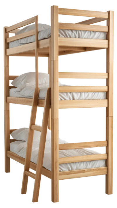 Triple Wooden Bunk Bed