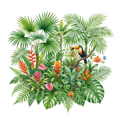 Tropical Jungle Watercolor Illustration