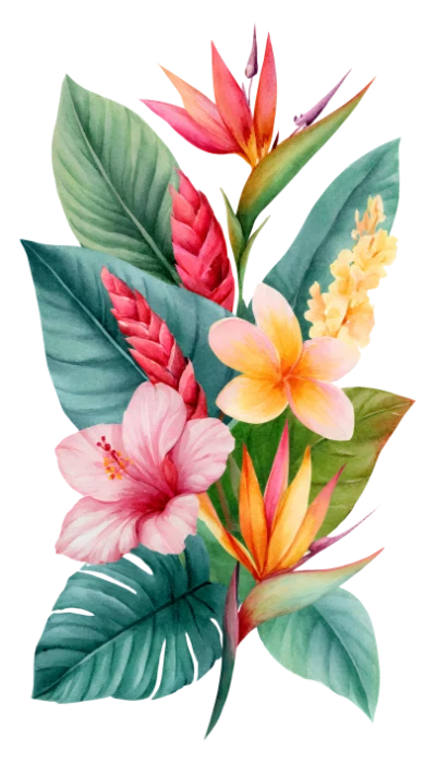 Tropical Watercolor Flower Bouquet