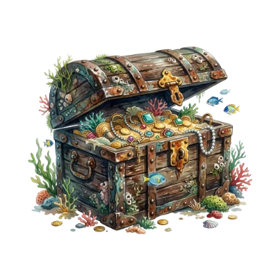 Underwater Treasure Chest Illustration