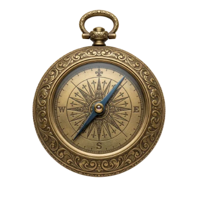 Vintage Brass 3D Compass