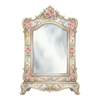 Vintage Floral Watercolor Mirror