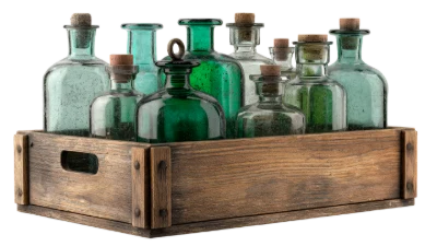 Vintage Glass Bottles Crate