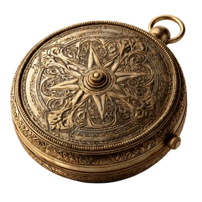 Vintage Ornate Brass Compass