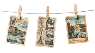 Vintage Travel Postcards Hanging