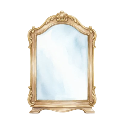 Vintage Watercolor Ornate Mirror