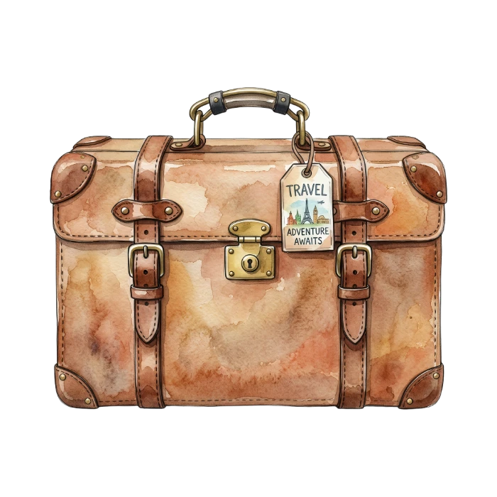 Vintage Watercolor Travel Suitcase