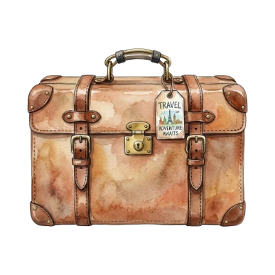 Vintage Watercolor Travel Suitcase