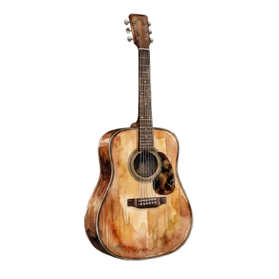 Watercolor Acoustic Guitar Illustration
