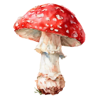 Watercolor Amanita Muscaria Mushroom