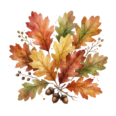Watercolor Autumn Oak Leaves