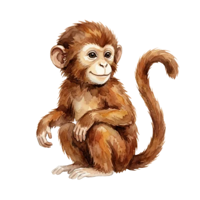 Watercolor Baby Monkey