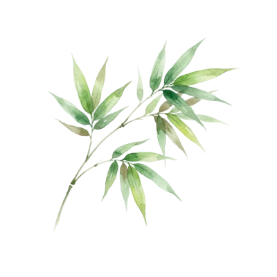 Watercolor Bamboo Leaves Branch