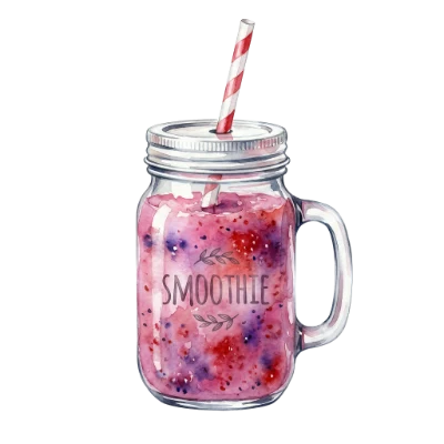 Watercolor Berry Smoothie Jar