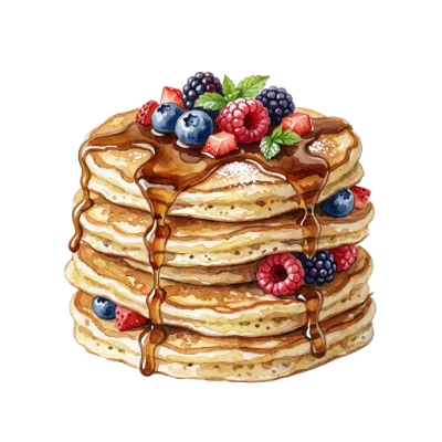 Watercolor Berry Syrup Pancakes