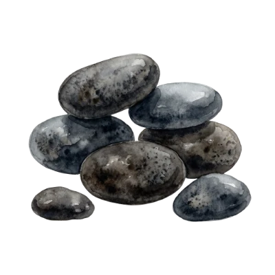 Watercolor Black Stones