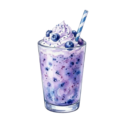 Watercolor Blueberry Milkshake