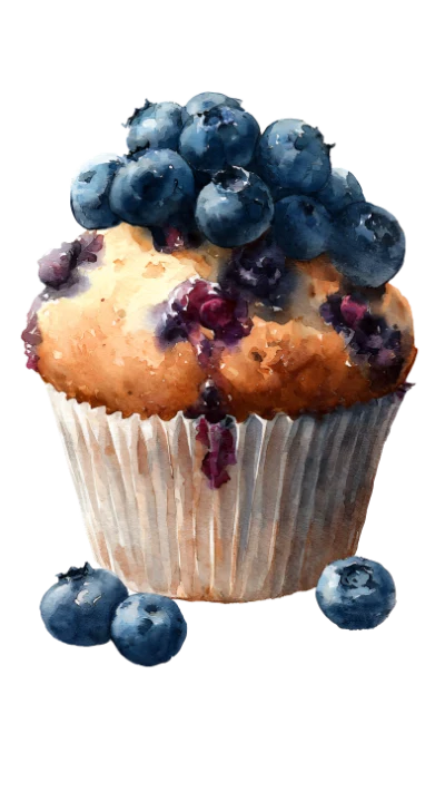 Watercolor Blueberry Muffin