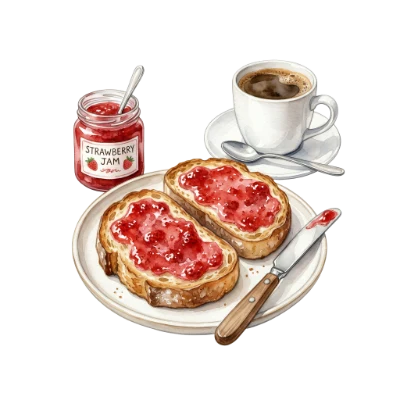 Watercolor Breakfast Toast Jam