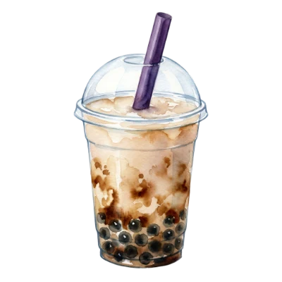 Watercolor Bubble Tea Drink