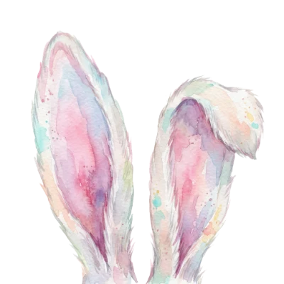 Watercolor Bunny Ears Illustration
