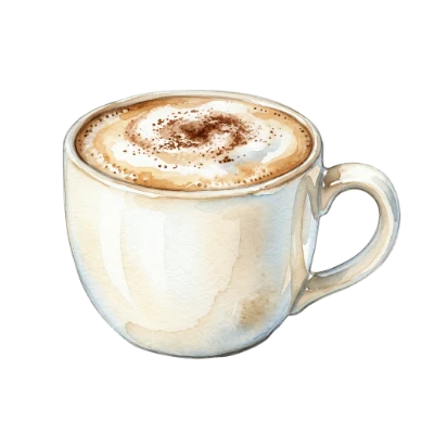 Watercolor Cappuccino Coffee Cup