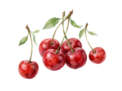 Watercolor Cherry Fruit Illustration