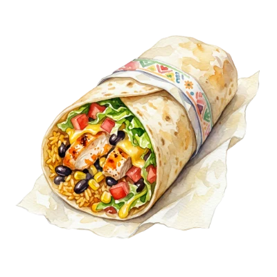 Watercolor Chicken Burrito