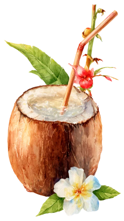 Watercolor Coconut Drink