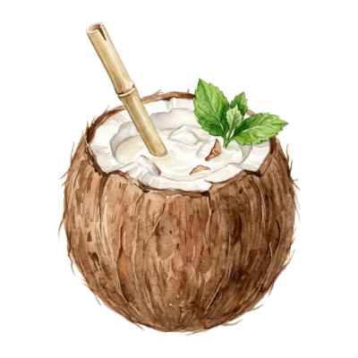 Watercolor Coconut Drink