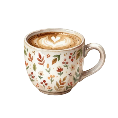 Watercolor Coffee Cup Latte