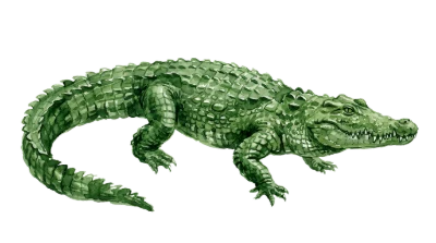 Watercolor Green Crocodile Animal Wildlife