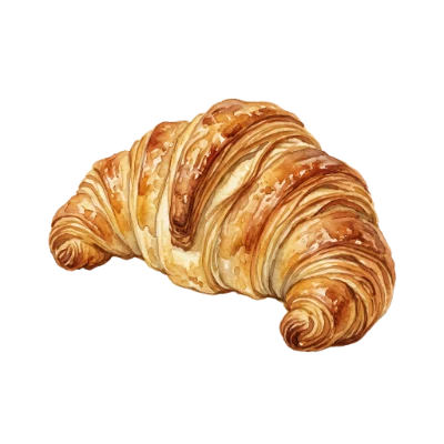 Watercolor Croissant Pastry