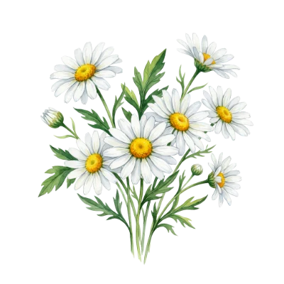 Watercolor Daisy Flower Bouquet