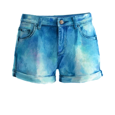 Watercolor Denim Shorts