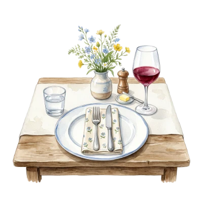 Watercolor Dining Table Setting