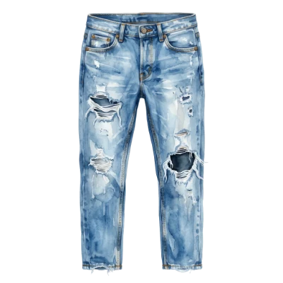 Watercolor Distressed Denim Jeans