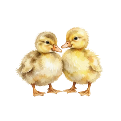 Watercolor Ducklings Pair