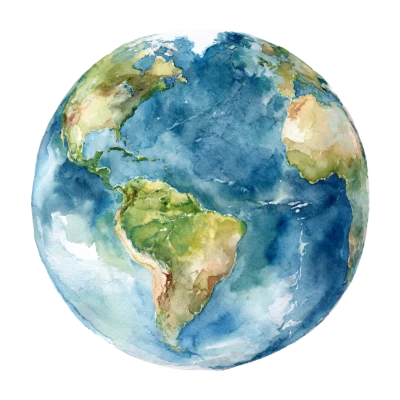 Watercolor Earth Globe