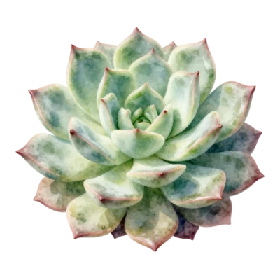Watercolor Echeveria Succulent Plant