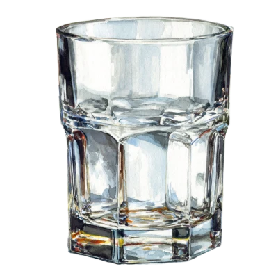 Watercolor Empty Drinking Glass