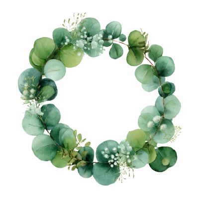 Watercolor Eucalyptus Leaf Wreath