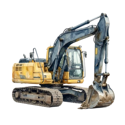 Watercolor Excavator Construction Vehicle