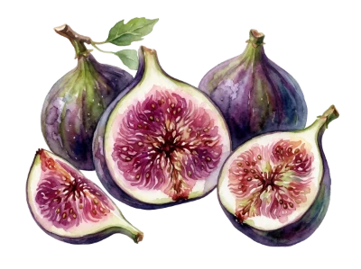 Watercolor Fig Fruit Illustration
